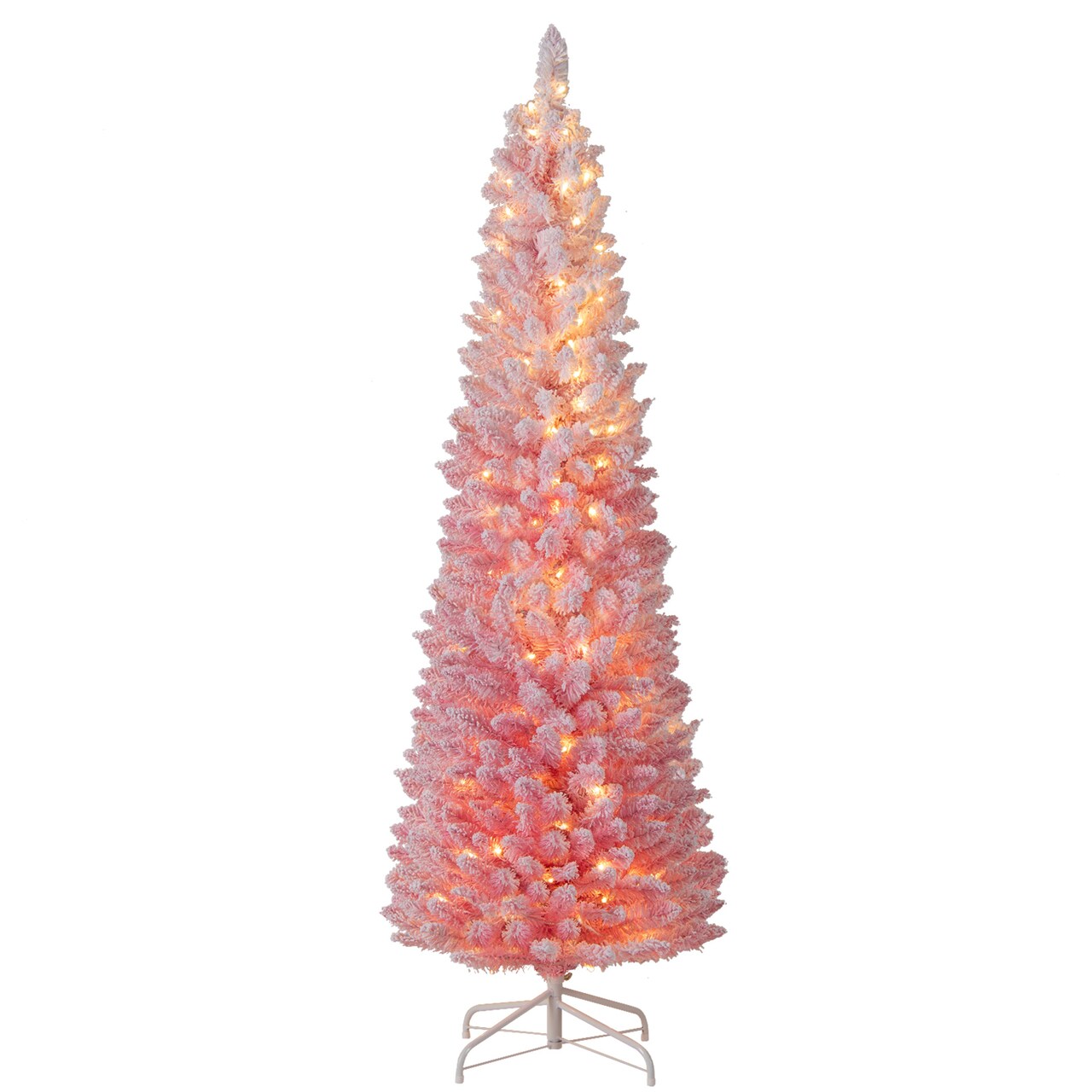 Pink LED PVC and Metal Slim Christmas Tree Pre-Lit with Controller